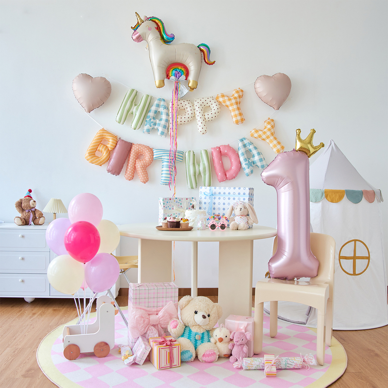 Unicorn Piñata Children's Baby Birthday Balloon Surprise Atmosphere Ritual Scene Setup Decoration Background