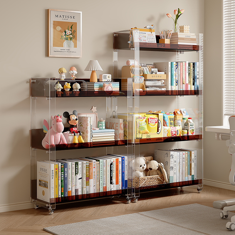Acrylic display cabinet ins transparent storage rack bookshelf living room hand display rack removable floor storage cabinet