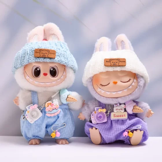 
Hot products only clothes] First, second and third generation blind box Labubu pendant ice cream overalls set Labubu buckle clothes