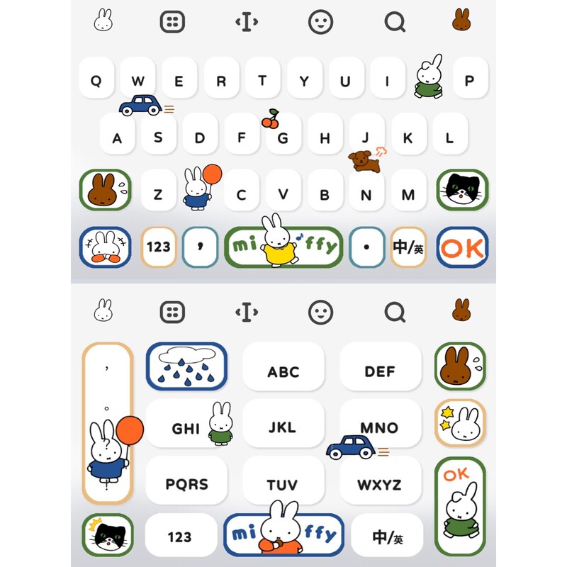 Miffy Fusion/Ios Apple Android Baidu Input Method Skin Dynamic Effect Keyboard Beautification White Belly Smart Dual Color