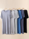 Men's Nightgown Ice Silk One-Piece Pajamas Summer Thin Plus Fat Enlarged Home Clothes Loose Nightgown Robe
