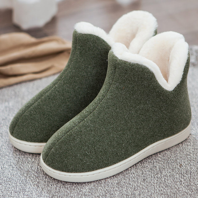 Furry Slippers for Women, Cute High-Heeled Cotton Slippers for Winter, Men's Home Thick-Soled Winter Furry Cotton Shoes for Warmth