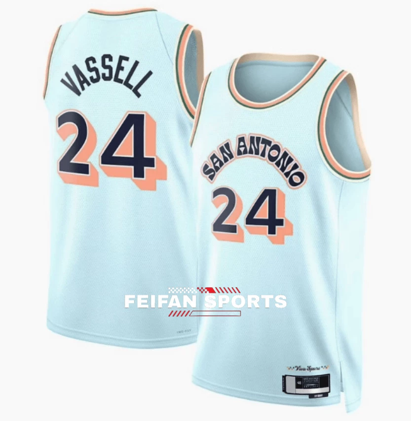 Форма баскетболa Майки для мужчин и женщин Spurs №24 Ваssel Джерси №2 Дилан Харпер 5 Castle City Edition