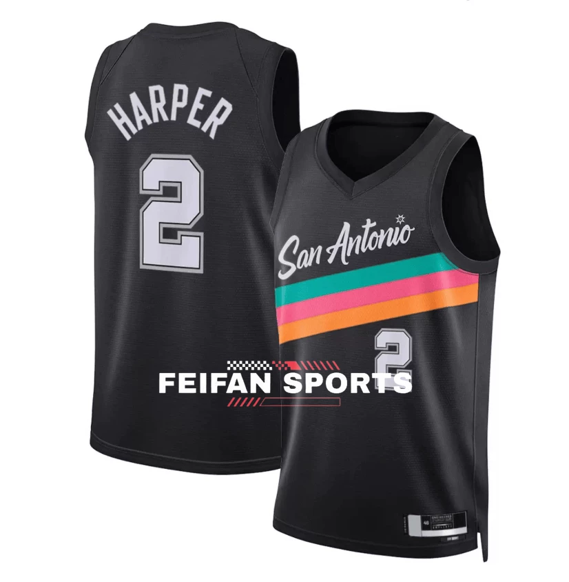 Форма баскетболa Майки для мужчин и женщин Spurs №24 Ваssel Джерси №2 Дилан Харпер 5 Castle City Edition