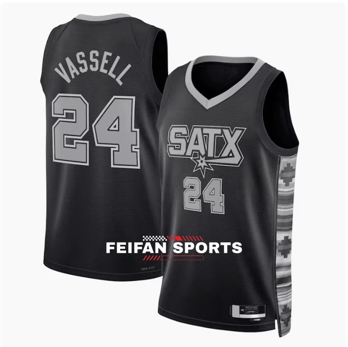 Форма баскетболa Майки для мужчин и женщин Spurs №24 Ваssel Джерси №2 Дилан Харпер 5 Castle City Edition