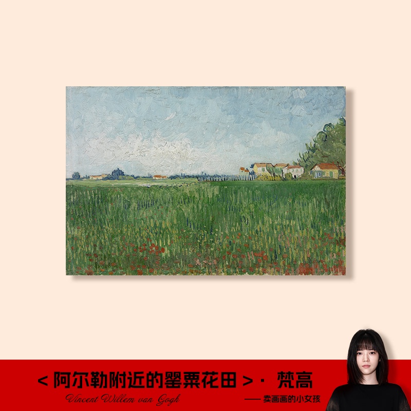 Van Gogh - Poppy Fields Near Arles Hanging Painting Oil Painting Decorative Painting Electric Meter Box Entrance Hall Dining Room Wall Art