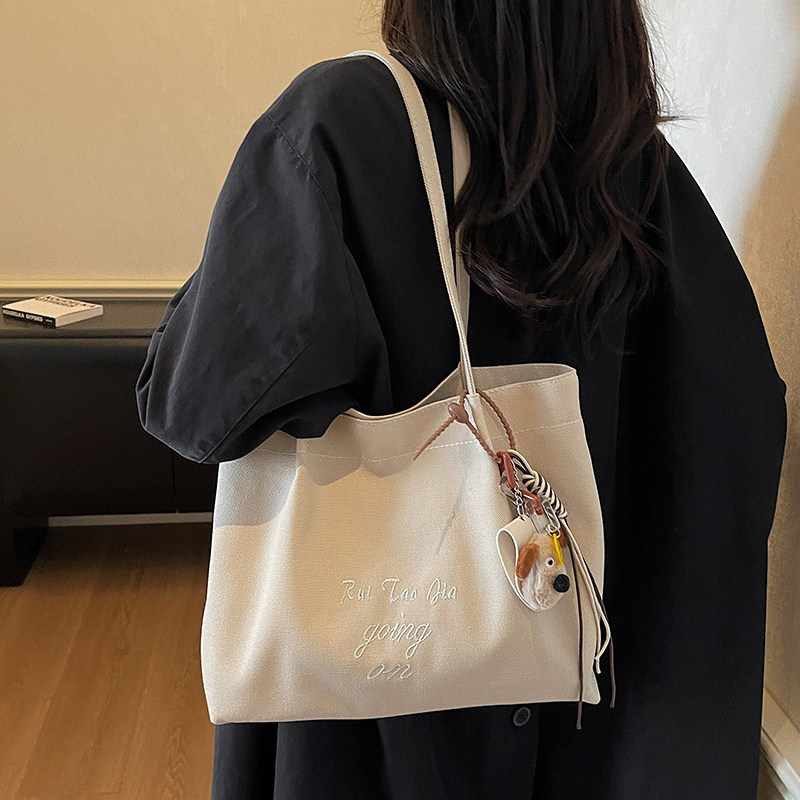 Student College Student Canvas Bag for Women 2025 New Large-Capacity Casual Versatile Handbag Commuting Tote Fashion