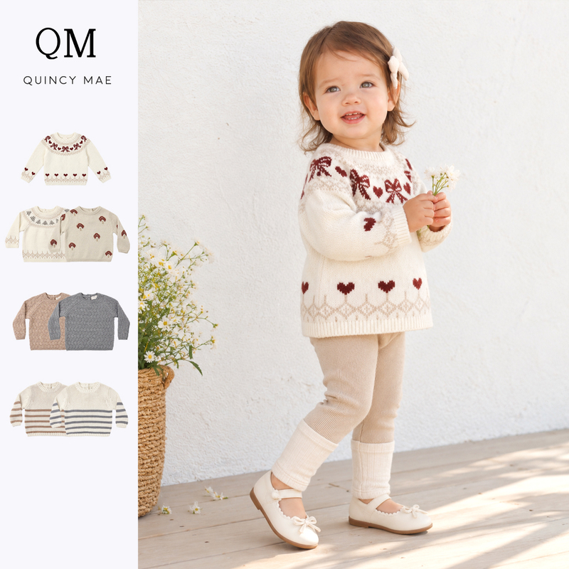 Quincy Mae Sweet Style Fair Isle Heart Jacquard Pullover Sweater for Girls Knitted Sweater Autumn and Winter Baby Coat Quincy Mae Sweet Style Fair Isle Heart Jacquard Pullover Sweater for Girls Knitted Sweater Autumn and Winter Baby Coat