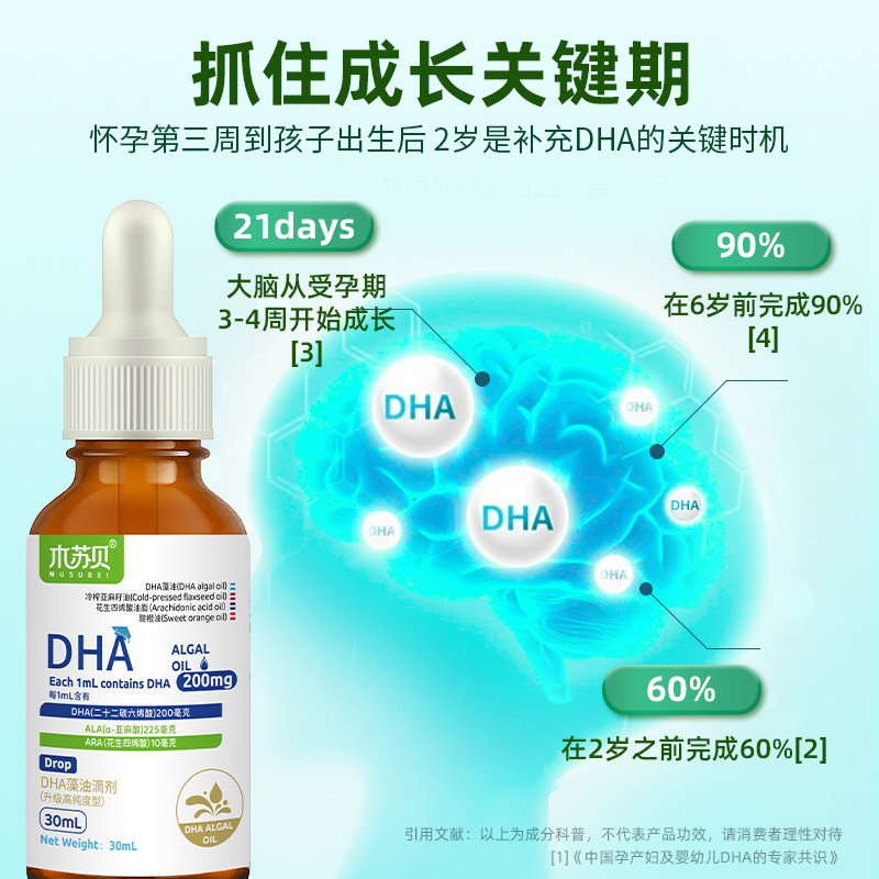 Mussube Dha Algae Oil Drops Upgraded High-Purity Dha Liquid for Pregnant Women, Babies, Infants, Newborns and Children