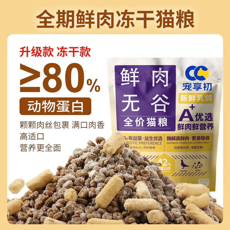 Freeze-Dried Pigeon Cat Food with Colostrum, Full-Price Fresh Meat for Adult and Young Cats, Nutritious Universal Dry Food for All Stages, Trial Pack