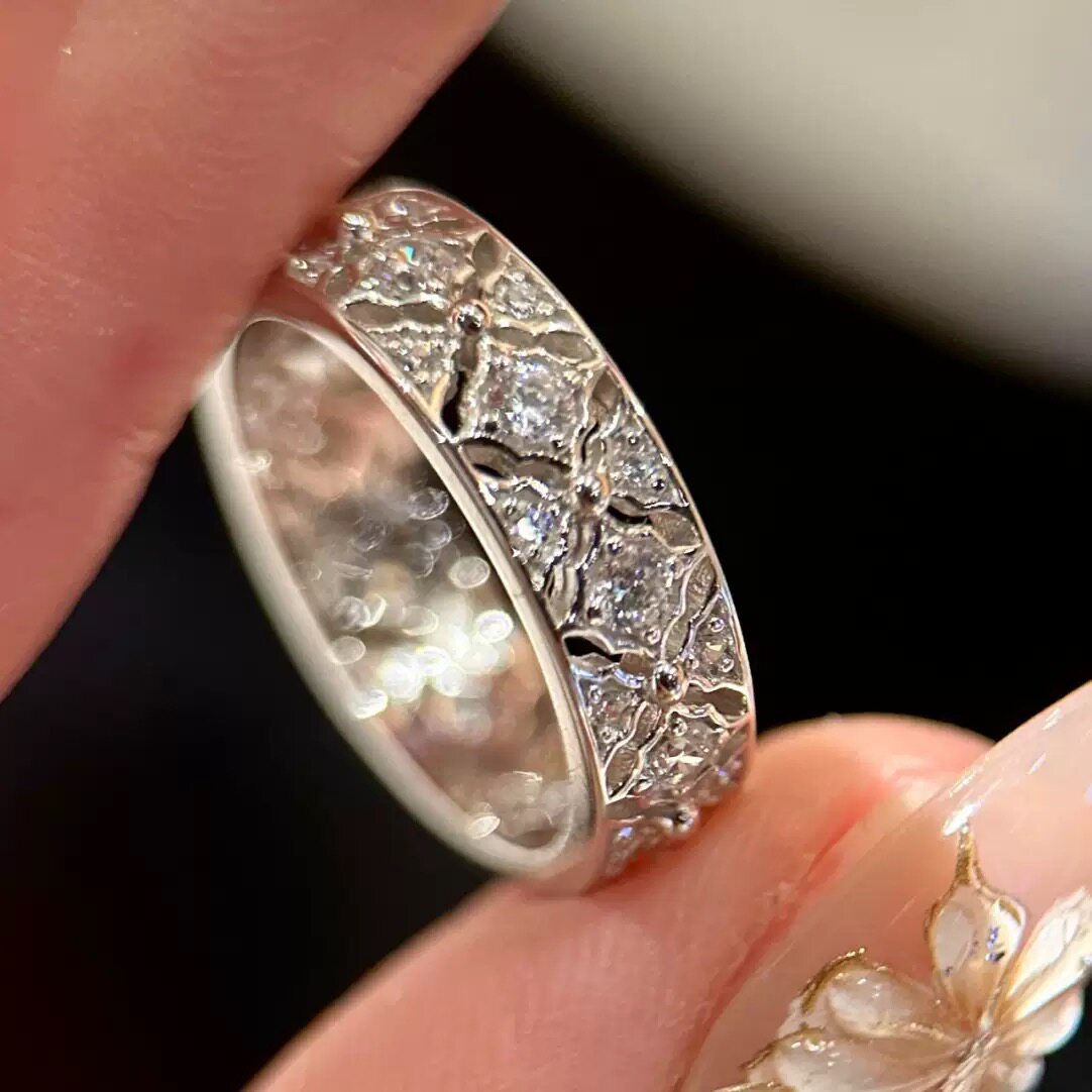 Modern Sacred Jewelry S925 Sterling Silver Diamond Lace Ring