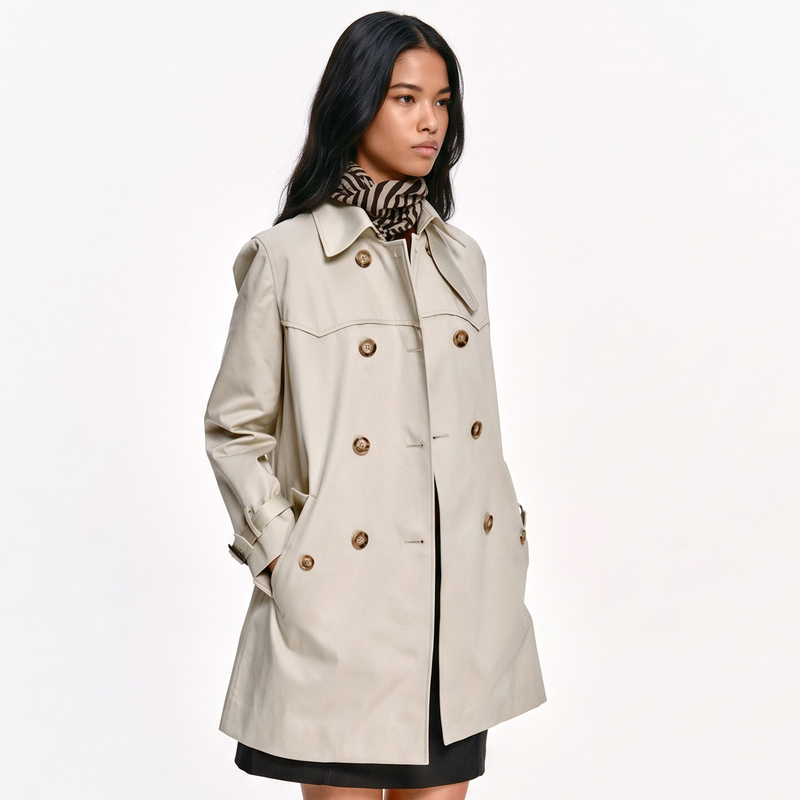 British Retro Style Classic Double-Breasted Mid-Length Trench Coat for Women, Versatile Autumn Coat, New Model 2026