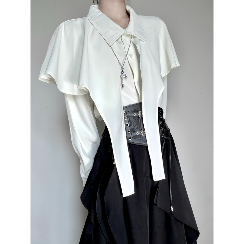 Moin Original Design Niche Ribbon Scarf Shirt Top Unisex High-End Long-Sleeve Batwing Shirt Moin Original Design Niche Ribbon Scarf Shirt Top Unisex High-End Long-Sleeve Batwing Shirt