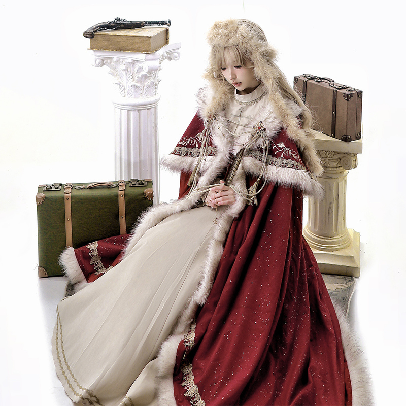 In-Stock Moonlight Bear Original Authentic Royal Coronation Coat Military Lolita Dress Cape Cloak Set Autumn and Winter