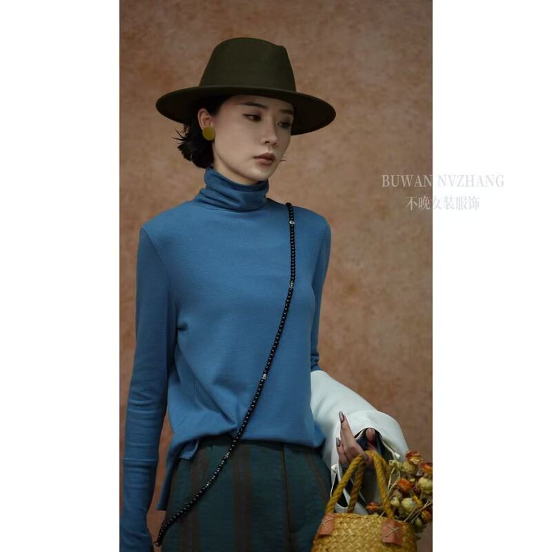 【Lando】Designer Autumn and Winter High-Neck Base Shirt with a Unique Style, Fashionable and Versatile, Casual Style with a Niche Vibe