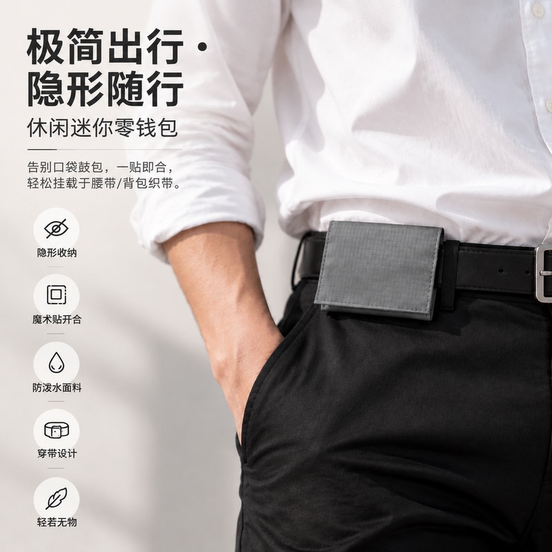 Invisible Mini Coin Purse Waist Bag Outdoor Workwear Style Magic Tape Quick-Release Waterproof Strap Design Portable Coin Purse Invisible Mini Coin Purse Waist Bag Outdoor Workwear Style Magic Tape Quick-Release Waterproof Strap Design Portable Coin Purse