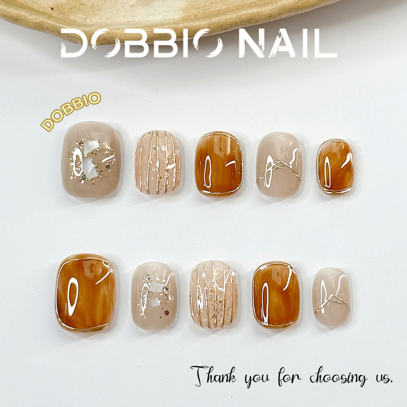 Dobbio【Cinnamon Tea Jelly】 ins Amber Spring High-End Handmade Wearable Nails Short Style Nail Tips Dobbio【Cinnamon Tea Jelly】 ins Amber Spring High-End Handmade Wearable Nails Short Style Nail Tips
