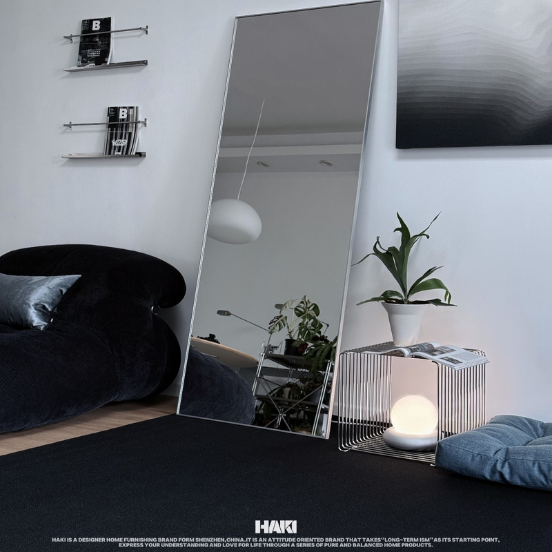 Heiqi Original Design | Minimalist Ultra-Thin High-Definition Movable Full-Length Floor Mirror | Ultra-White Copper-Free Silver Mirror