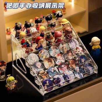 Transparent Storage Box for Badges, Desktop Peripheral Tiered Display Stand, Pet Display Rack Stand