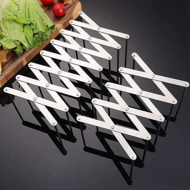 Adjustable plate and lid storage rack, steam rack, freely retractable stainless steel kitchen multifunctional storage rack