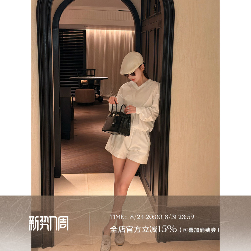 Liu Xiongxiong Mcmax【Minimalism】Trendy Casual Sweatshirt and Shorts Fashion Set for Women Liu Xiongxiong Mcmax【Minimalism】Trendy Casual Sweatshirt and Shorts Fashion Set for Women