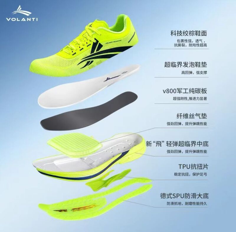 Volandi Rocket Air Cushion and 911 Dream Lightning Full-Length Carbon Plate for Physical Examination, Training, Racing, Long Jump, and Physical Testing Volandi Rocket Air Cushion and 911 Dream Lightning Full-Length Carbon Plate for Physical Examination, Training, Racing, Long Jump, and Physical Testing