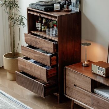 Dream nature|black walnut sideboard solid wood chest of cabinet living room storage cabinet storage cabinet bedside table nordic log