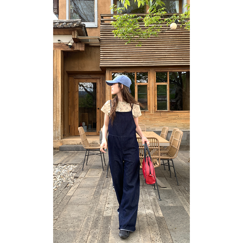 Xxdeli Fragrant Pear Korean Style Age-Reducing Denim Overalls with Thin Straps, Slimming Straight-Leg Pants Xxdeli Fragrant Pear Korean Style Age-Reducing Denim Overalls with Thin Straps, Slimming Straight-Leg Pants