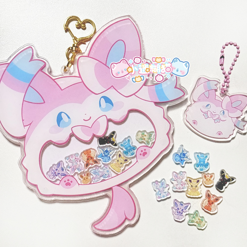 [in Stock] Fairy Eevee Shaker Pokémon Original Fan Art Cute Acrylic Keychain Pendant