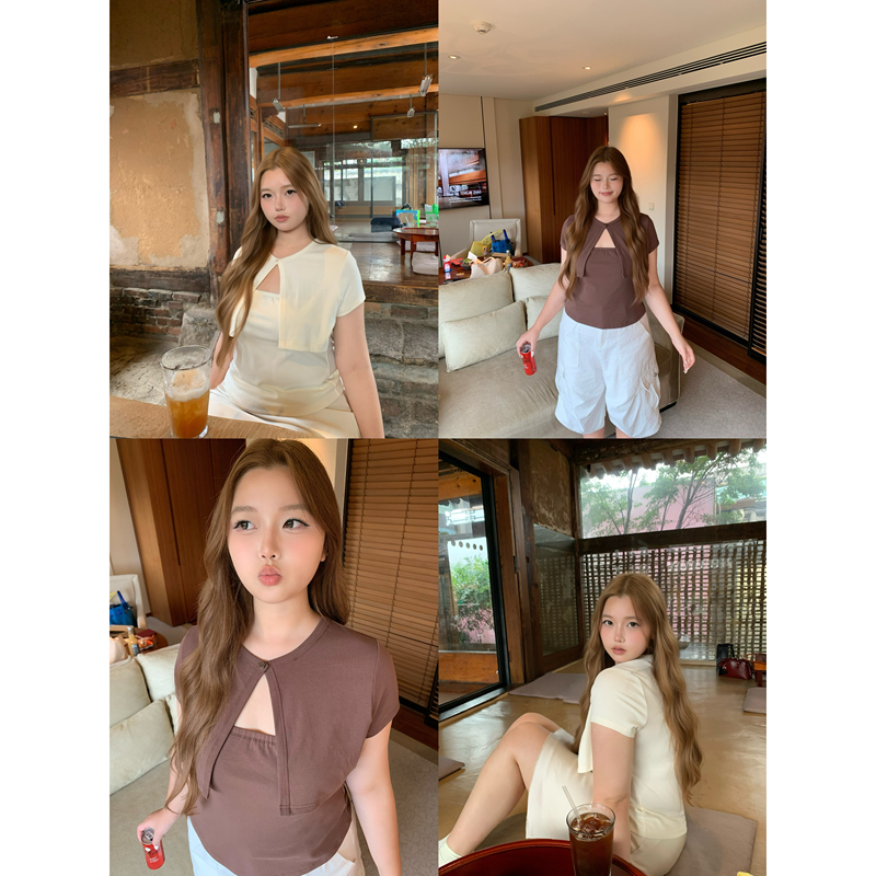 Yiiiiingy【Soft Full Score Design】Simple yet Sophisticated Shawl Short-Sleeve Top for Plus-Size Women with a Versatile and Elegant Look Yiiiiingy【Soft Full Score Design】Simple yet Sophisticated Shawl Short-Sleeve Top for Plus-Size Women with a Versatile and Elegant Look