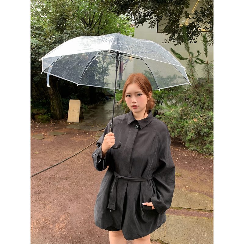 New Arrivals at 24:00 on the 24Th: [High-Quality!] Glossy Lapel Trench Coat with Copper Ammonia Craftsmanship