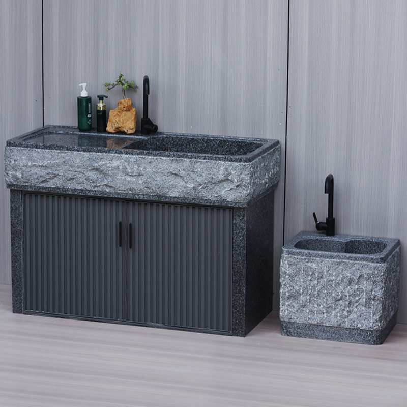 Outdoor Courtyard Washbasin Stone Sink Natural Granite Basin Integrated Whole Stone with Washboard Marble Laundry