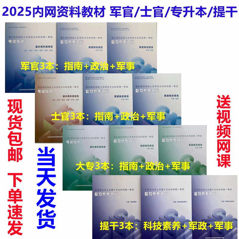 2025 Official Latest Guide Military Entrance Exam Review Materials Non-Commissioned Officer College Student Promotion Soldier Textbooks National Defense Industry
