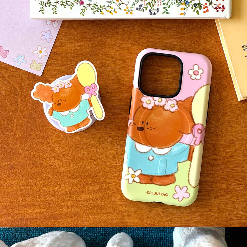 This Onlythis [Cloud Cake] Cute Puppy Illustration ins Style Is Suitable for Apple 17 Pro Film Two-In-One Magnetic Phone Case with Matte Finish, Suitable for Apple 15/16 Pro Max