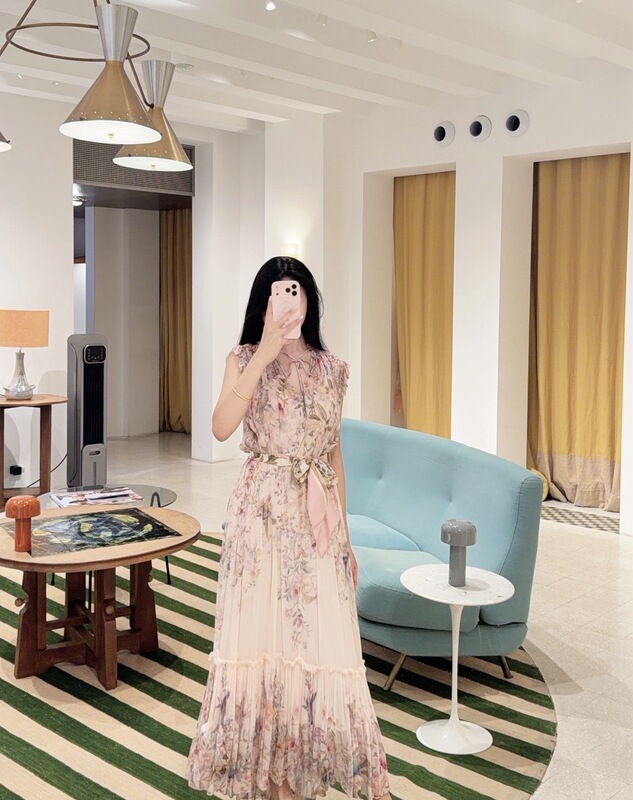 Z Brand Light Luxury High-End 2026 Resort Ready-To-Wear New Style Flowy Sleeveless Printed Mid-Length Dress