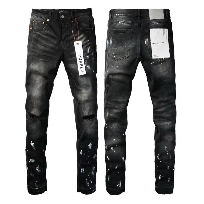 Vvviace European High-End Washed Jeans for Men, Ripped and Distressed with Ink Splatter, Unique Design, Slim Fit Skinny Pants Vvviace European High-End Washed Jeans for Men, Ripped and Distressed with Ink Splatter, Unique Design, Slim Fit Skinny Pants