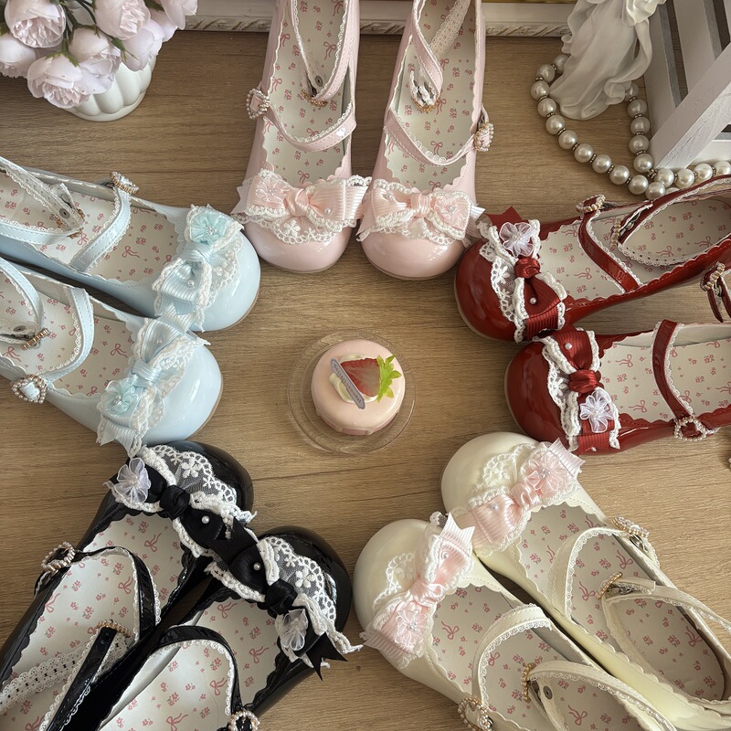 【Sakura Love Fufu】Sakura Love and Spring Authentic Original Lolita Round-Toe Lo Shoes
