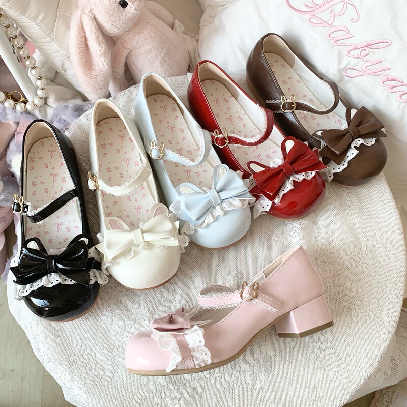 [Sweetheart Bunny 3.5cm Heel] Sakura Love and Spring Original Lolita Round-Toe Lo Shoes