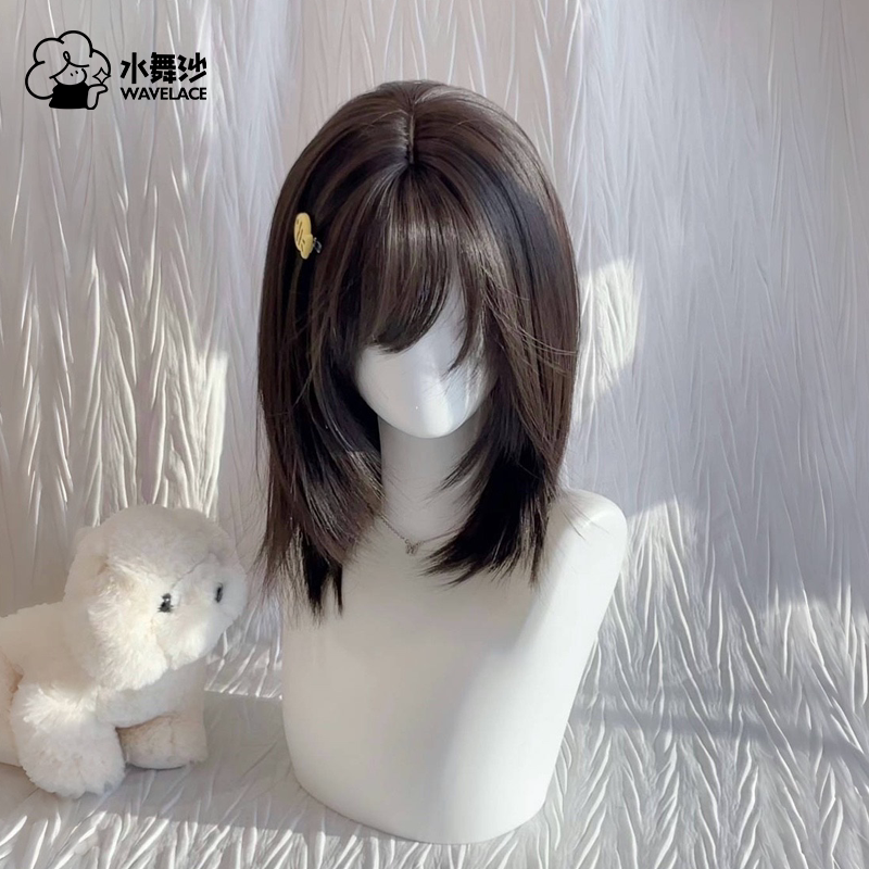【Akihito Arimura】Water Dance Sand Wig for Women, High-End Side Bangs, Collarbone-Length Medium Hair, Short Hair, Sweet Full Wig