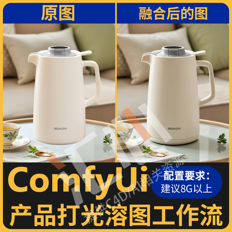 Comfyui Product Image Rendering Lighting Workflow, Rendering and Compositing, Light and Shadow Integration, Detail Restoration, Including Models