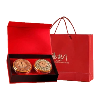 双拼滋补礼盒铁皮石斛红参片养生高端礼盒手提袋包装送领导送长辈