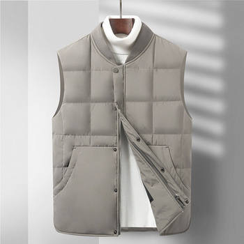 Woodpecker Warm Stand-Collar down Vest for Men, Autumn and Winter Fashion Casual Thickened Vest for Young and Middle-Aged, Solid Color Vest