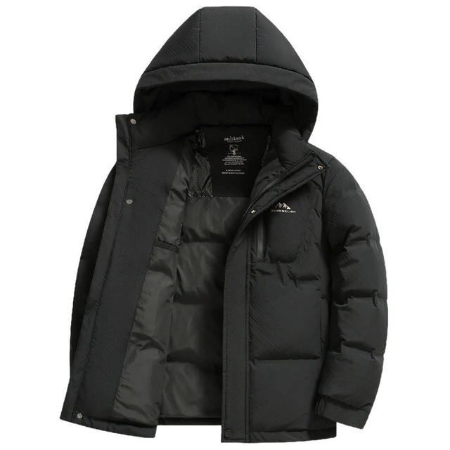 Woodpecker 2025 winter new men's thickened down jacket hooded high-fill velvet Northeast warm middle-aged dad jacket
