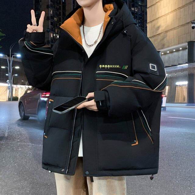 Woodpecker 2025 New Model White Duck down Jacket for Men, Hooded, Thickened, Loose Fit, Stylish Coat for Middle School Students and Older Children