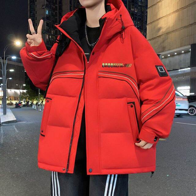 Woodpecker 2025 New Model White Duck down Jacket for Men, Hooded, Thickened, Loose Fit, Stylish Coat for Middle School Students and Older Children