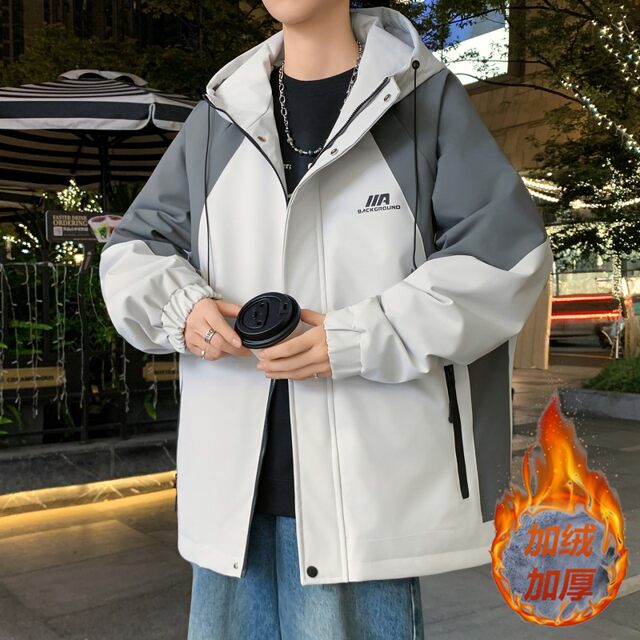 Woodpecker Autumn and Winter Thickened Fleece Jacket for Boys, Middle and High School Students, Winter Coat, Windbreaker, Jacket, Big Kids' Cotton Clothing