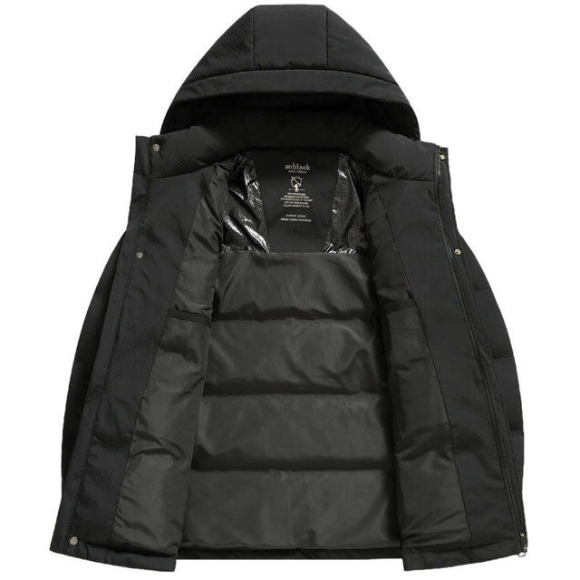 Woodpecker 2025 winter new men's thickened down jacket hooded high-fill velvet Northeast warm middle-aged dad jacket