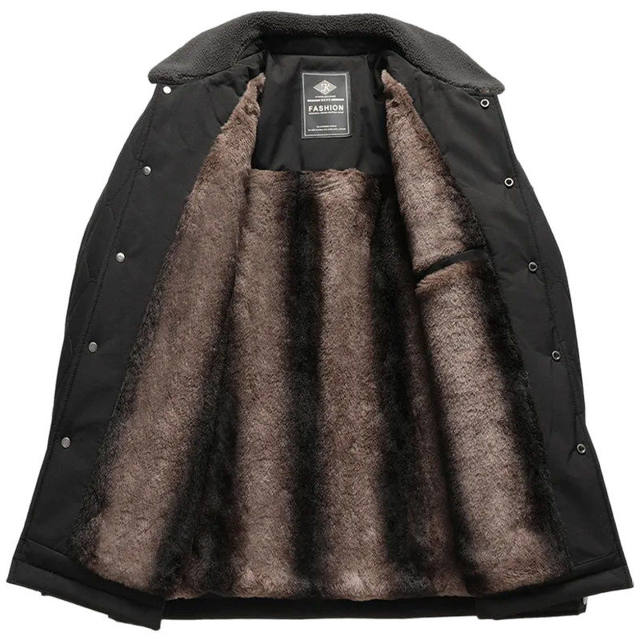 Woodpecker Men's Thickened Velvet Warm Cotton Clothes Middle-aged Dad's Home Padded Clothes Grandpa Winter Clothes Padded Jacket