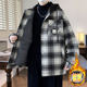 Woodpecker Autumn and Winter Style Fleece-Lined Thick Plaid Jacket for Boys, Stylish Jacket for Middle and High School Students, Cotton-Padded Jacket for Older Children
