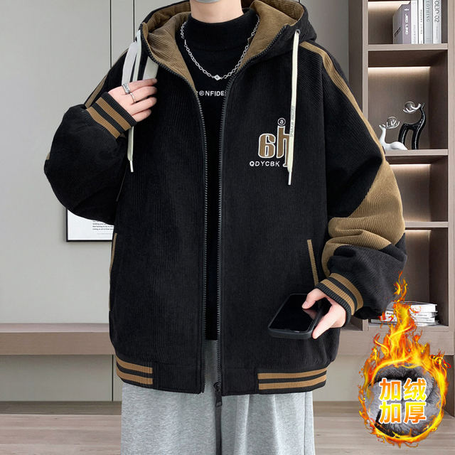 Woodpecker's new autumn and winter baseball uniform jacket for men's junior high school and high school students plus velvet and thickened jacket for older children.